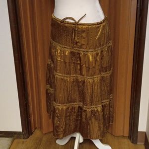 JANETTE GOLD LACE SATIN MIDI SKIRT